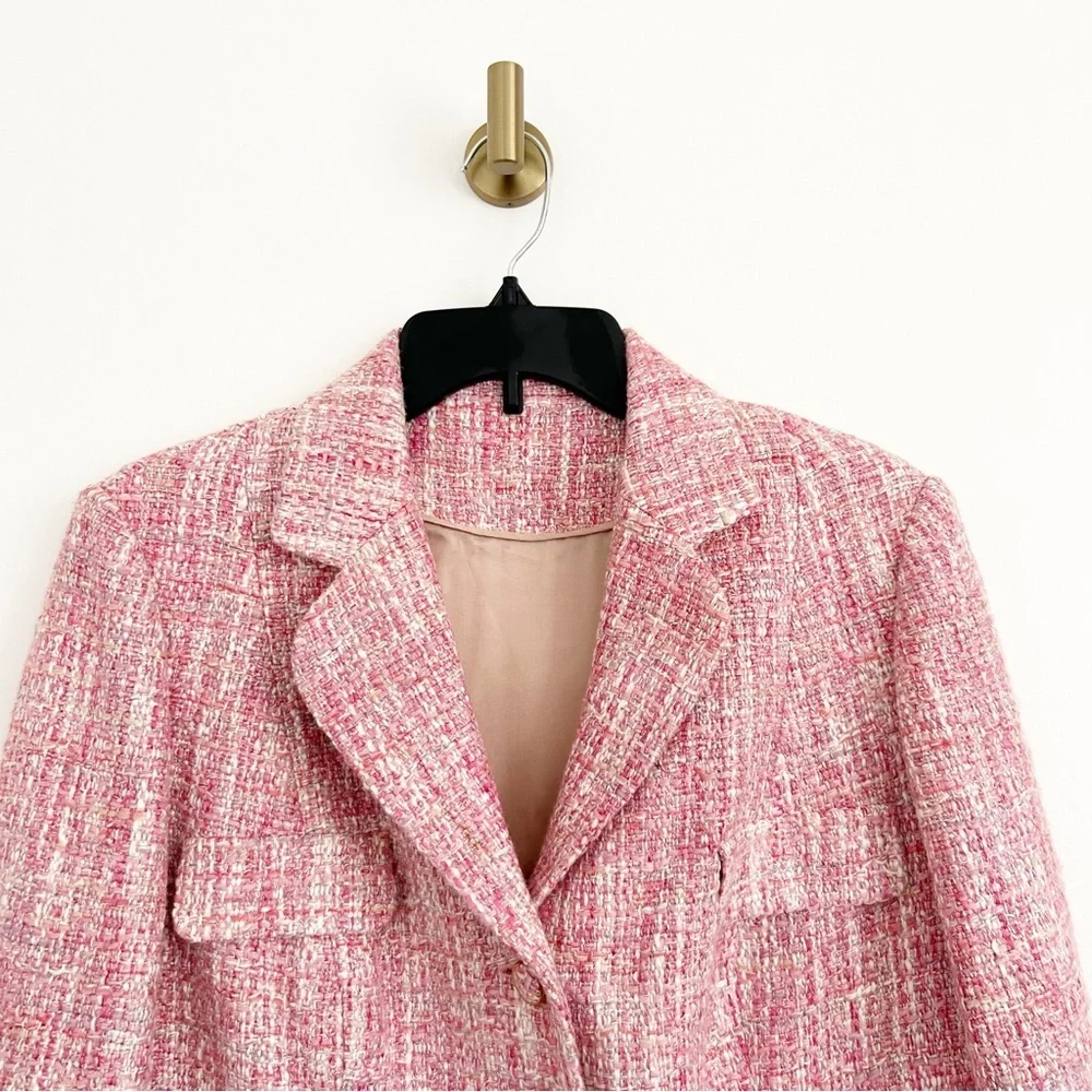 Royal Regency Empress Donna Handmade Pink Tweed Blazer Jacket - Picture 2 of 9